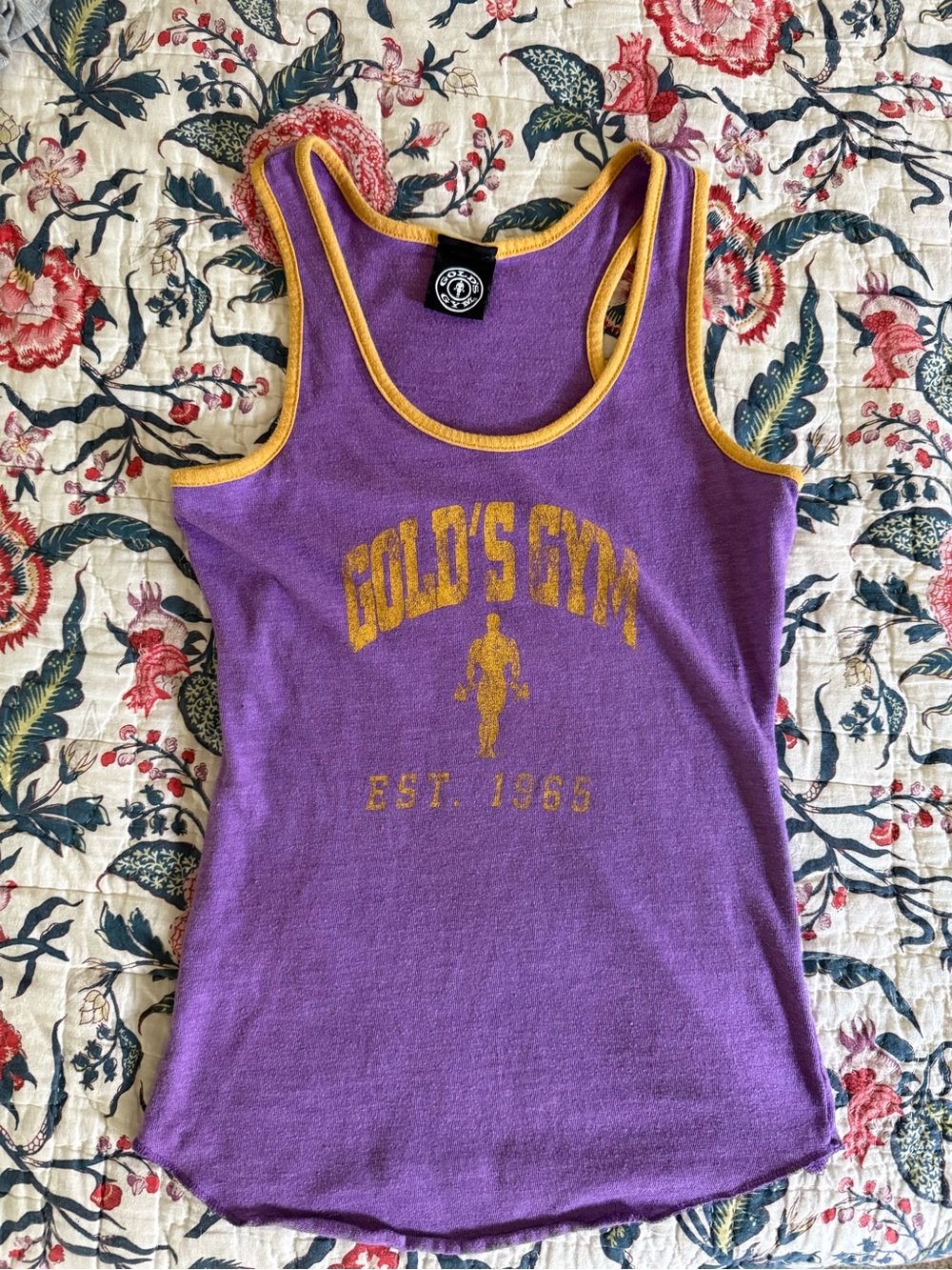Gold's Gym Purple & Gold Vintage Logo Tank Top